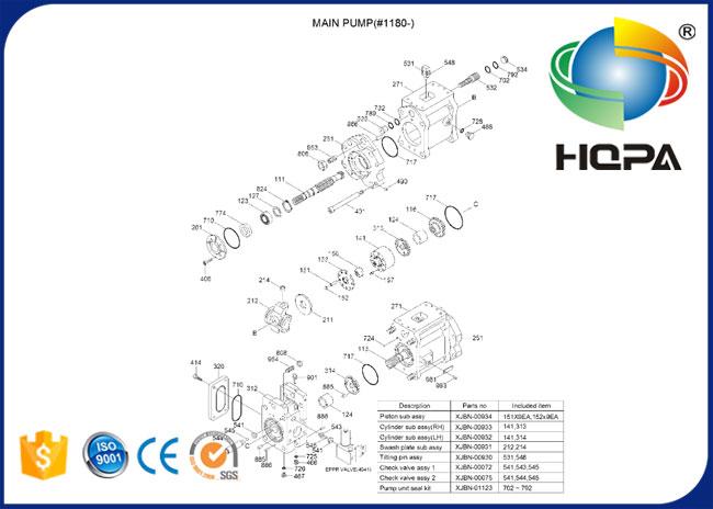 XJBN-01123 XJBN01123 Hydraulic Main Pump Seal Kit for Hyundai R290LC-7