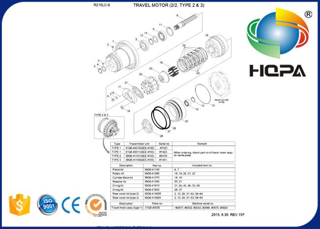 39Q6-40100 39Q640100 Travel Motor Seal Kit For Hyundai R210LC-9 R235LCR-9
