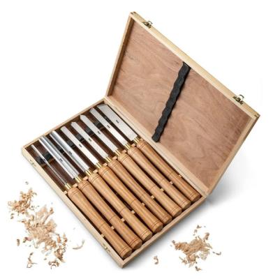 China HSS Carbide Insert Carbide Tip Wood Lathe Turning Tools With Wooden Handle for sale