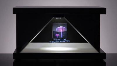 China Floating holographic picture quality 3D Hologram Pyramid Display Showcase 3 Side for sale