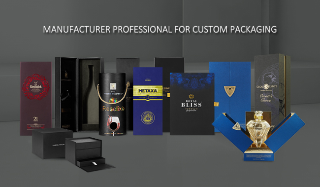 Creative Logo Black Luxury Cardboard Packaging Oval Round Tube Wine Glass Box for Wine