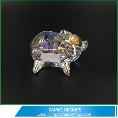 China SM-1313-0 Table Decorationlovely Small Pig Glass Animal Candle Holder for sale