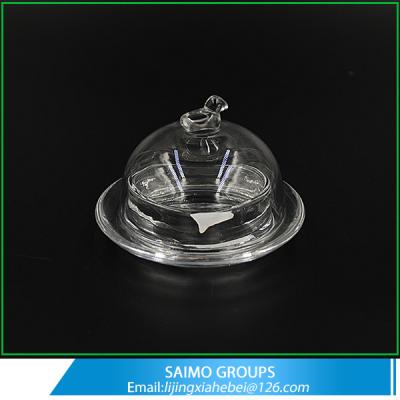 China SM-8934-0 Wholesale Unique Crystal Round Glass Butter Dish for sale