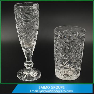 China Hand Pressed Engraved Crystal Wedding Champagne Cup for sale