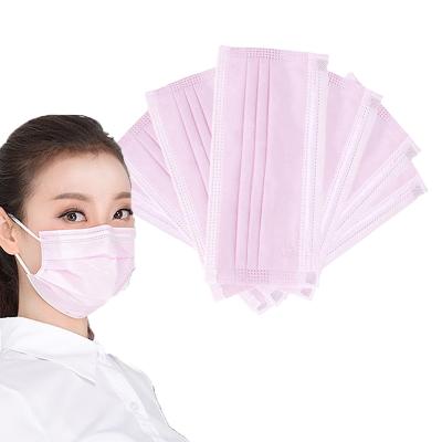 China Earloop Disposable Face Mask Pink Color Wind / Sunlight Prevent Skin Friendly for sale