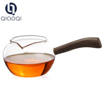China Wholesale Most Popular factory glass justice cup 220ml with long wooden handle for sale