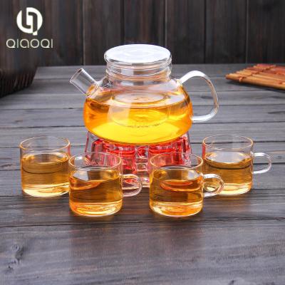 China Creative gifts heat resistant transparent glass tea sets handmade 600ml for sale