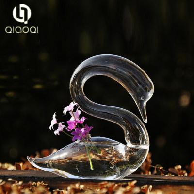 China Wholesale Fashion Design for Table Decoration flower shape clear crystal glass vase for sale