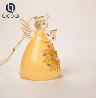 China hanging hand blown glass christmas angel ornaments for car for sale