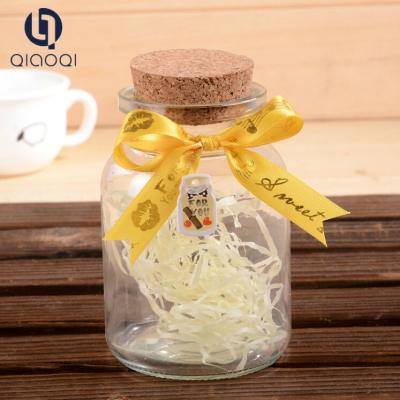 China 300ml Round glass bottle with cork creative love gift for sale