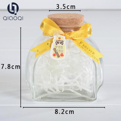 China Clear semicircle Glass Wishing Bottle With Cork lids for sale