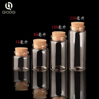 China glass tube bottle with cork for sale