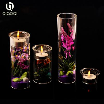China Creative Design China Gold Supplier hand blown cylinder glass candle holder for sale
