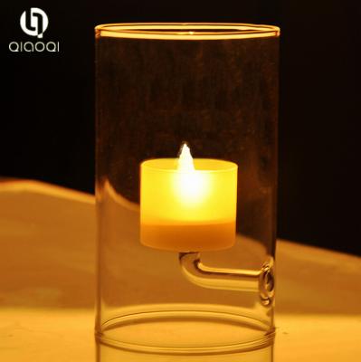 China Simple Elegant transparent Glass Candle Holder for sale