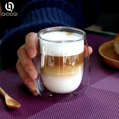 China Factory Wholesale handmade Double wall glass tea cup without handle for sale