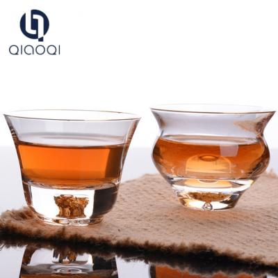 China Manufacturer direct selling creative crystal glass tea cup gold foil tea cup for sale