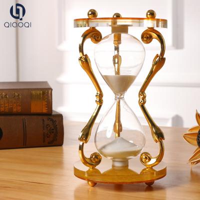 China Christmas Decoration 5 Minute Metal Golden Hourglass Sand Timer for Souvenir for sale