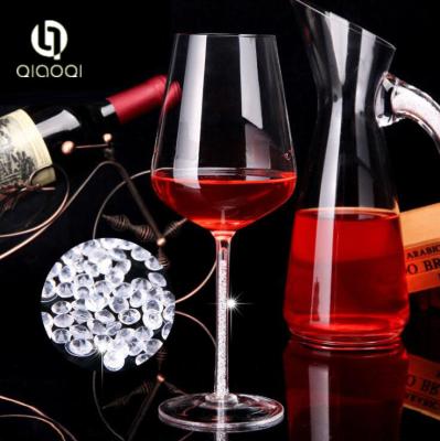 China Lead Free Crystal Handmade Clear Stemware red wine Glass with Diamond inside Stem for sale