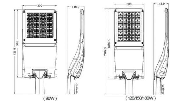 External Intelligent Led Street Lights 120W Protection Outdoor Public Projects