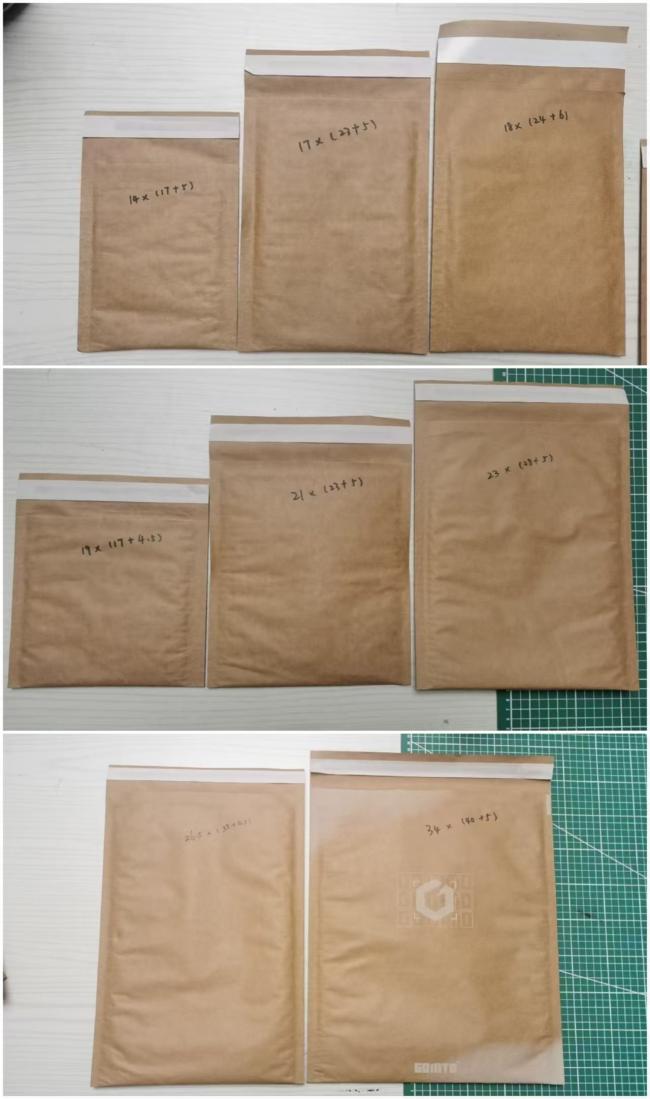 Close-up view of honeycomb paper mailer construction and texture