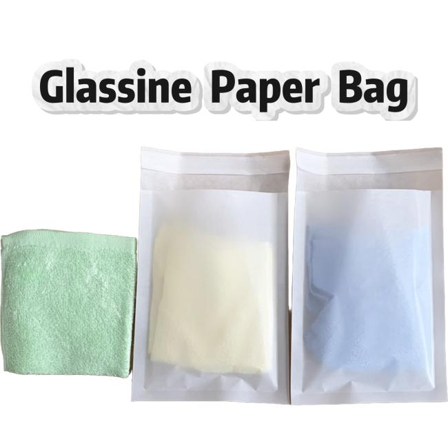 Close-up view of 80gsm glassine paper bag texture and reinforced structure