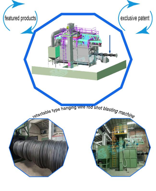 Wire Rod Shot Blasting Machine with Cantilever Mandrel Length 5m