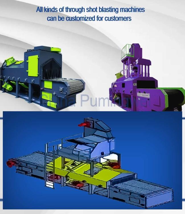 China Pumingwei Wire Mesh Belt Conveyor Shot Blasting Machine for Thin Walls