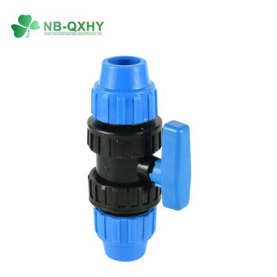 China 100% Material Injection Dark Blue PP Compression Fitting Ball Valve for Water Supply for sale