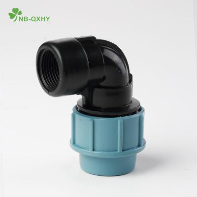China 100% Material PP Compression Fittings Female Elbow for Irrigation Germany Standard PN16 for sale