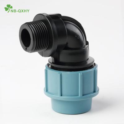 China Direct Connection PP Compression Fittings Male Elbow for Irrigation Germany Standard Pn16 for sale