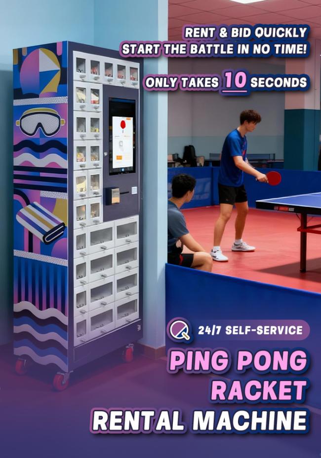This locker vending machine is suitable for renting table tennis racket.
