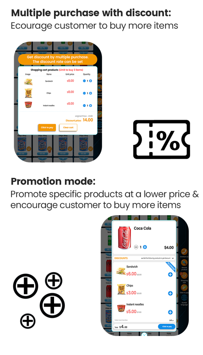 You can set a multi-buy discount for your gym vending machine.