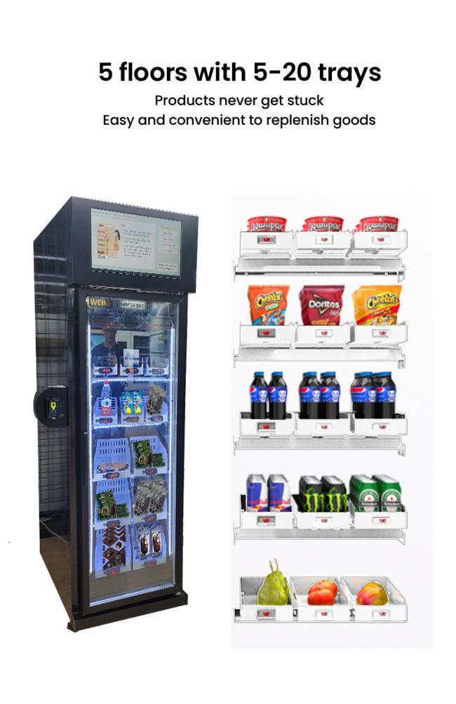 This drink vending machine has 5 floors.
