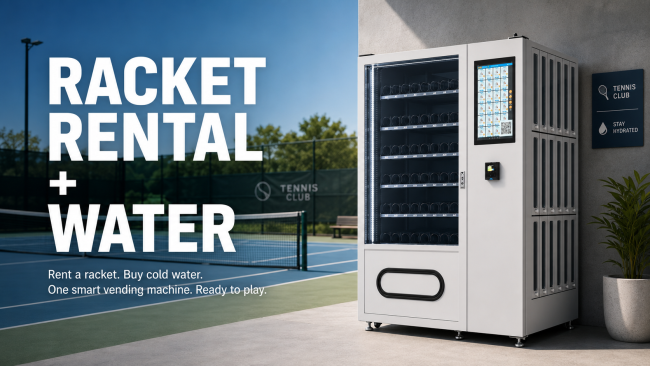 This combo vending machine is suitable be placed at tennis court.