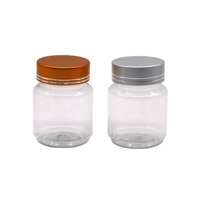 China 70ML PET Food Grade Delicate Plastic Capsule Pill Bottle with Gold Silver Cap Exporter for sale