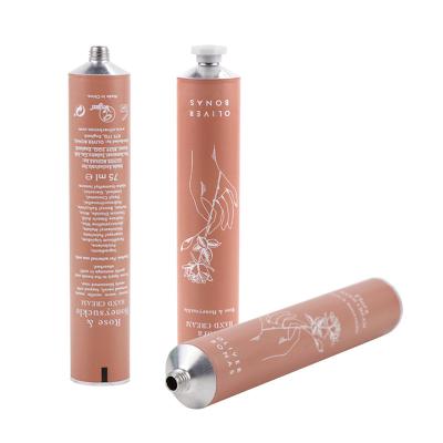 China 0.27oz-13oz Aluminium Tubes Cosmetics Packaging Cinnamon Pink Metal Hand Cream Tubes for sale