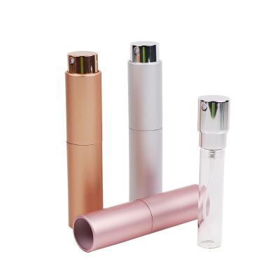 China Rose Gold Silver Rotary Airless Pump Bottle 0.34 To 0.5 Ounce Sample Perfume Bottles for sale