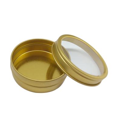 China 0.28mm 0.3mm Thick Shallow Tin Can Containers Round Window Slip Lid Tin for sale