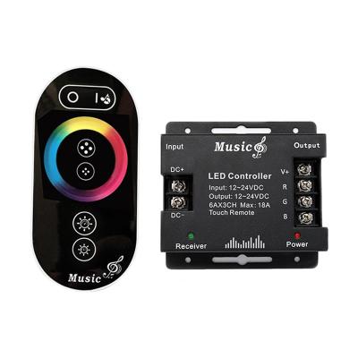 China Wireless RF Remote LED Controller , RGB LED Music Controller 18A For 5050 Light Strip for sale