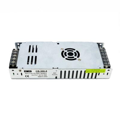 China Ultra-Thin Voltage Regulated Switching Power Supply 220V AC to DC 5V 300W 60A Aluminum Case Built-in Fan Drive Transform for sale