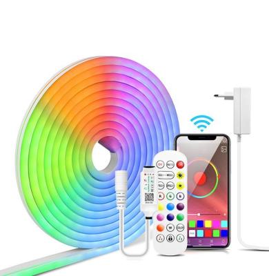 China Bluetooth APP Control RGB LED Neon Strip Light 10ft With 16 Million DIY Colors Dimmer for sale