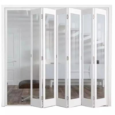 China Exterior Customized Plastic Folding Door UPVC Frame Glass Accordion Design Bifold for sale