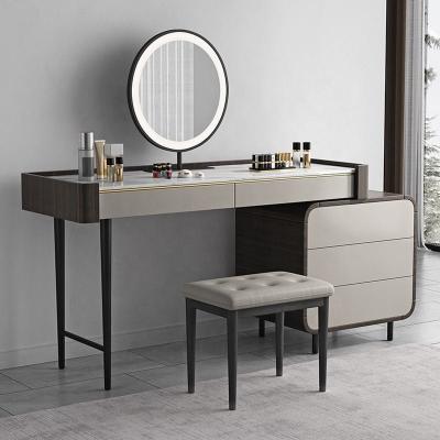 China Luxury Custom Made Bedroom Makeup Vanity Table With LED Mirror for sale