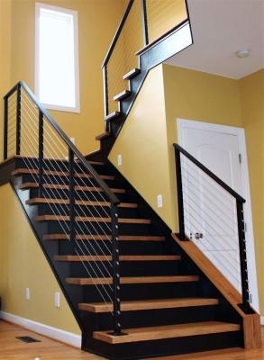 China Modern Stairs Matte Black Cable Railing Balustrade Design For Steps for sale