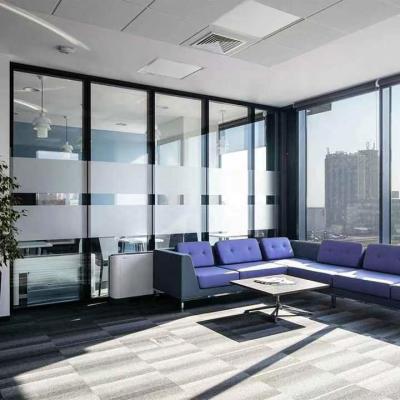 China STC 42-48db Office Partition Wall Vertical Aluminium Frame Glass Partition for sale