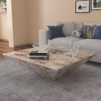 China Sintered Stone Marble Top Coffee Table Rectangle Brazil Brown Simple Modern Furniture for sale