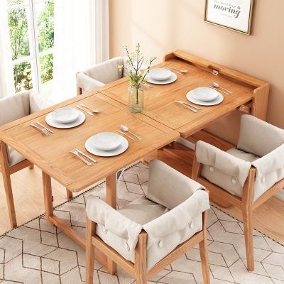 China Rectangle Folding Extendable Dining Table Set Burlywood Simple Modern Furniture for sale