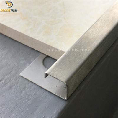 China Square Edge Brushed Stainless Steel Tile Trim 10mm For Decorative for sale
