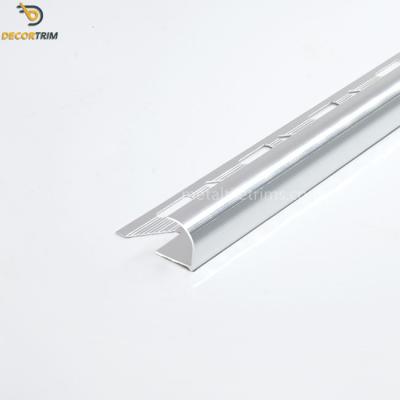 China 11mm Tile Edge Protection Strip , Polish Silver Round Aluminum Strip For Tiles for sale