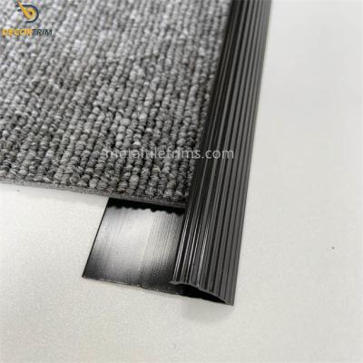 China Decorative Aluminum Transition Strips For Carpet Shiny Black Fluted for sale